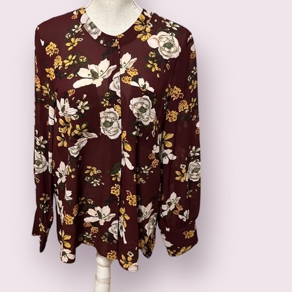 Rachel RoyCollection blouse, burgundy floral . Sz. Medium - Picture 1 of 12